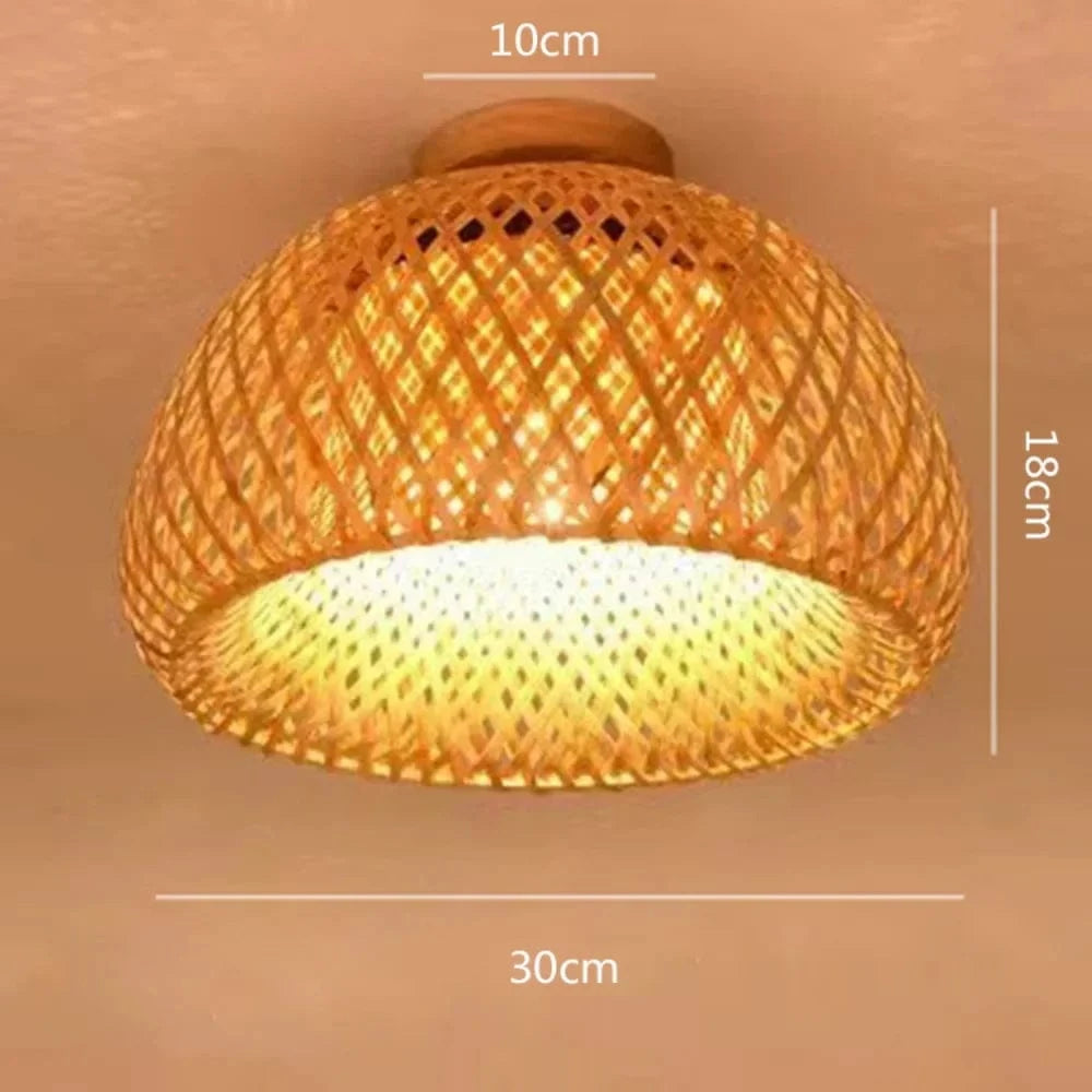 Verthara Modern Bamboo Ceiling Light Fixture – Hand-Woven E27 Pendant Lamp for Home and Tea Room Decor, Natural Aesthetic, 30cm-45cm Diameter