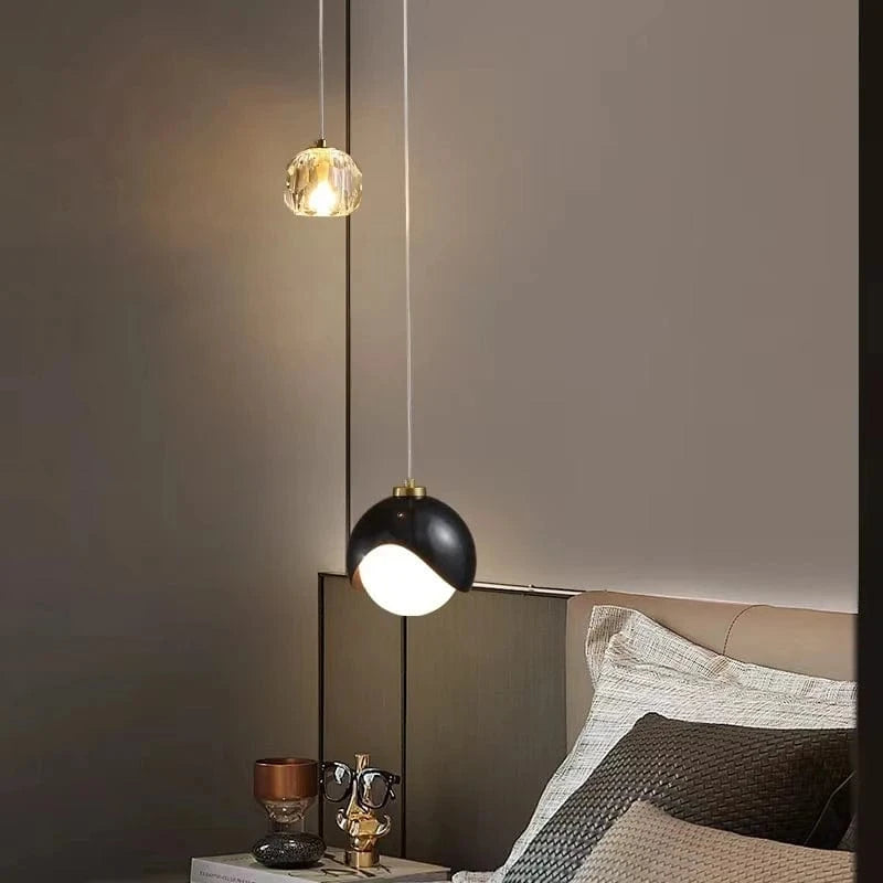 Verthara Modern Black Crystal Pendant Light – Elegant Hanging Lamp for Bedroom and Living Room Decor