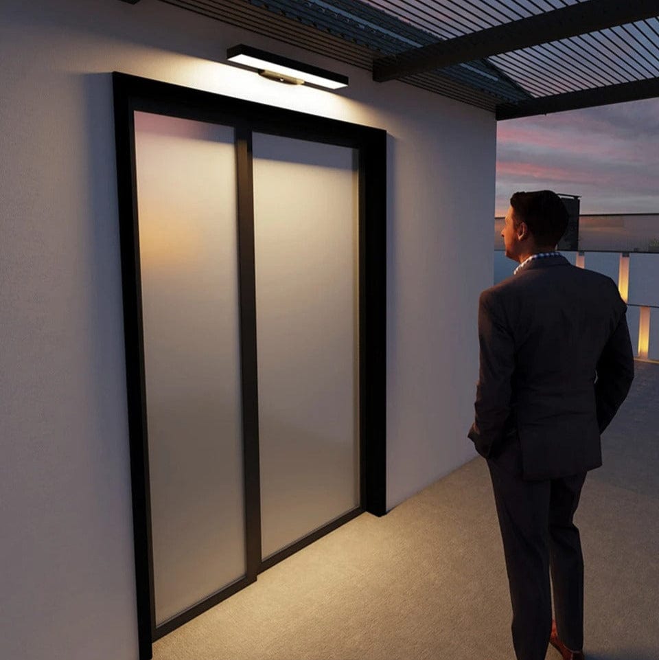 Verthara Modern Black LED Outdoor Wall Lights with Motion Sensor and Dusk-to-Dawn Feature - Weather-Resistant Sconce for Entryway and Garage