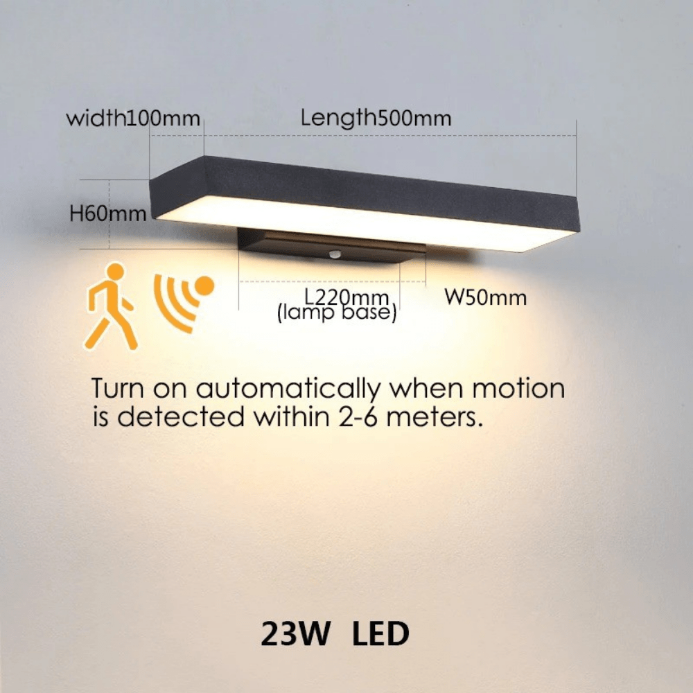 Verthara Modern Black LED Outdoor Wall Lights with Motion Sensor and Dusk-to-Dawn Feature - Weather-Resistant Sconce for Entryway and Garage