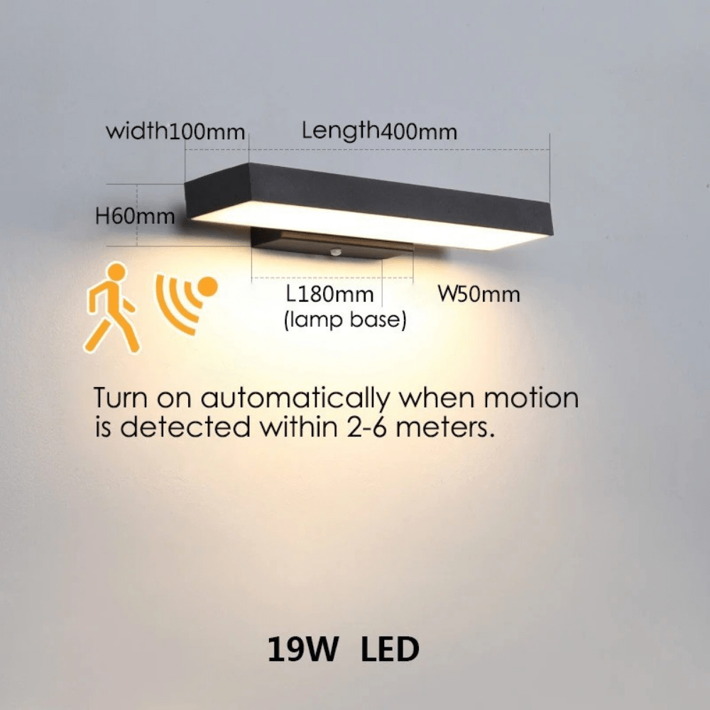 Verthara Modern Black LED Outdoor Wall Lights with Motion Sensor and Dusk-to-Dawn Feature - Weather-Resistant Sconce for Entryway and Garage