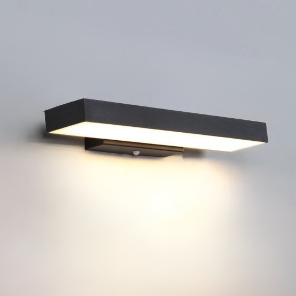 Verthara Modern Black LED Outdoor Wall Lights with Motion Sensor and Dusk-to-Dawn Feature - Weather-Resistant Sconce for Entryway and Garage