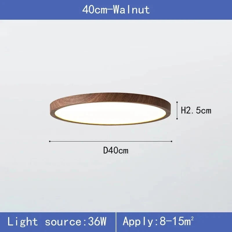 Verthara Modern Circular Ultrathin Wood LED Ceiling Light