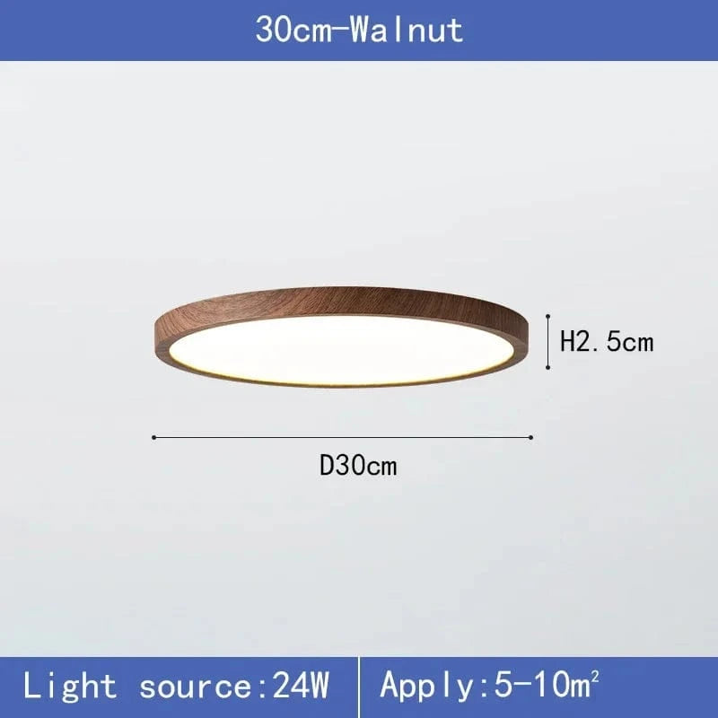 Verthara Modern Circular Ultrathin Wood LED Ceiling Light
