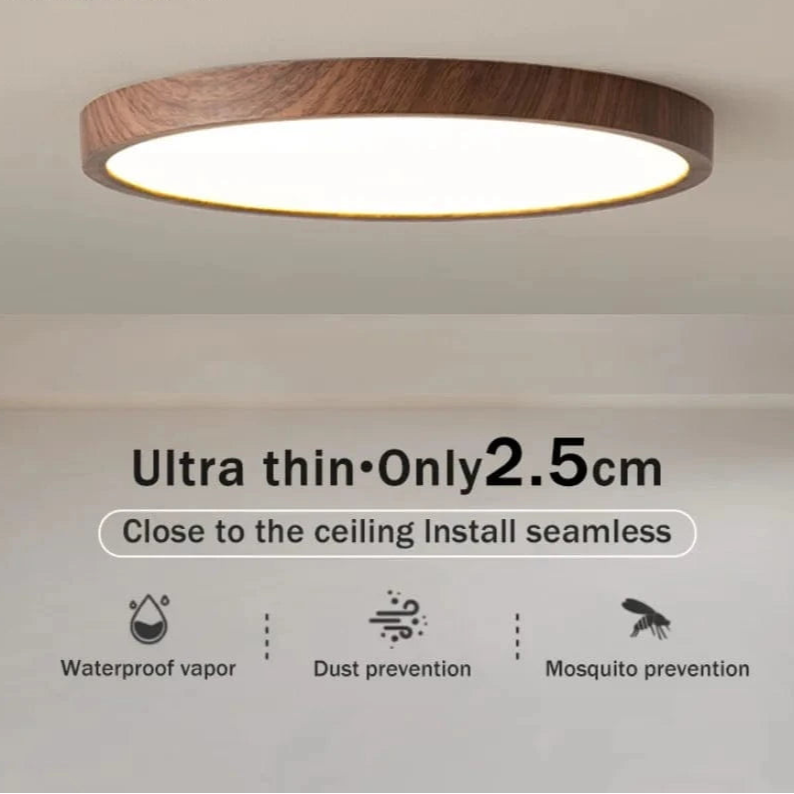 Verthara Modern Circular Ultrathin Wood LED Ceiling Light