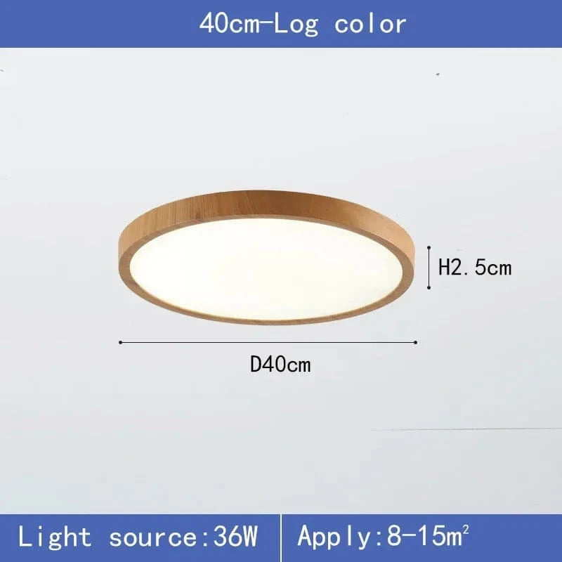 Verthara Modern Circular Ultrathin Wood LED Ceiling Light