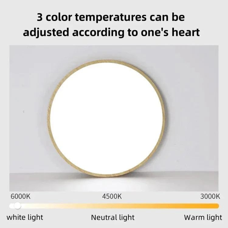 Verthara Modern Circular Ultrathin Wood LED Ceiling Light