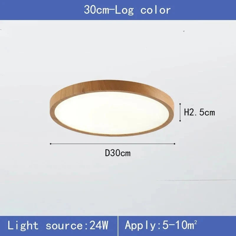 Verthara Modern Circular Ultrathin Wood LED Ceiling Light