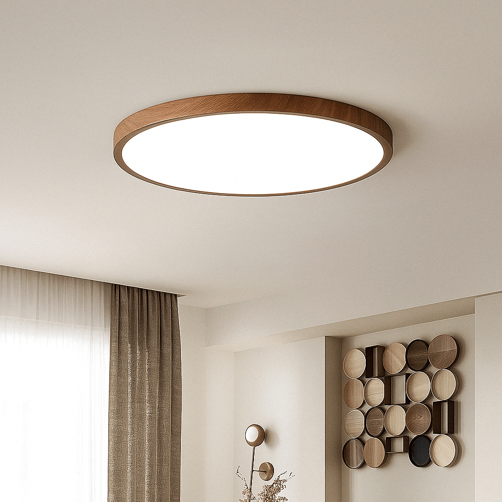 Verthara Modern Circular Ultrathin Wood LED Ceiling Light Walnut wood-40cm-36w / Warm Light - 3000K