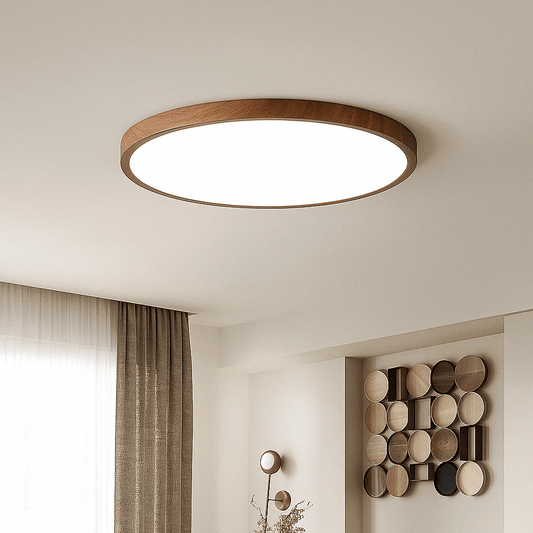 Verthara Modern Circular Ultrathin Wood LED Ceiling Light Walnut wood-40cm-36w / Warm Light - 3000K