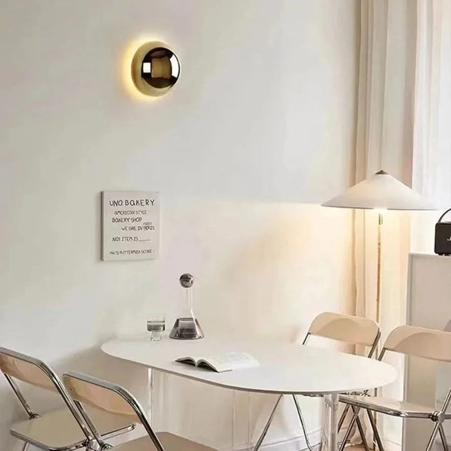 Verthara Modern Circular Wall Lamp - Hardwired - Minimalist Design - Plated Silver Finish - Indoor Use - Ideal For Corridor And Bedside Lighting