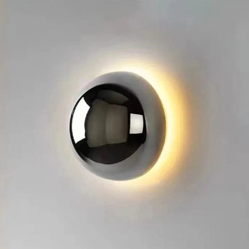 Verthara Modern Circular Wall Lamp - Hardwired - Minimalist Design - Plated Silver Finish - Indoor Use - Ideal For Corridor And Bedside Lighting