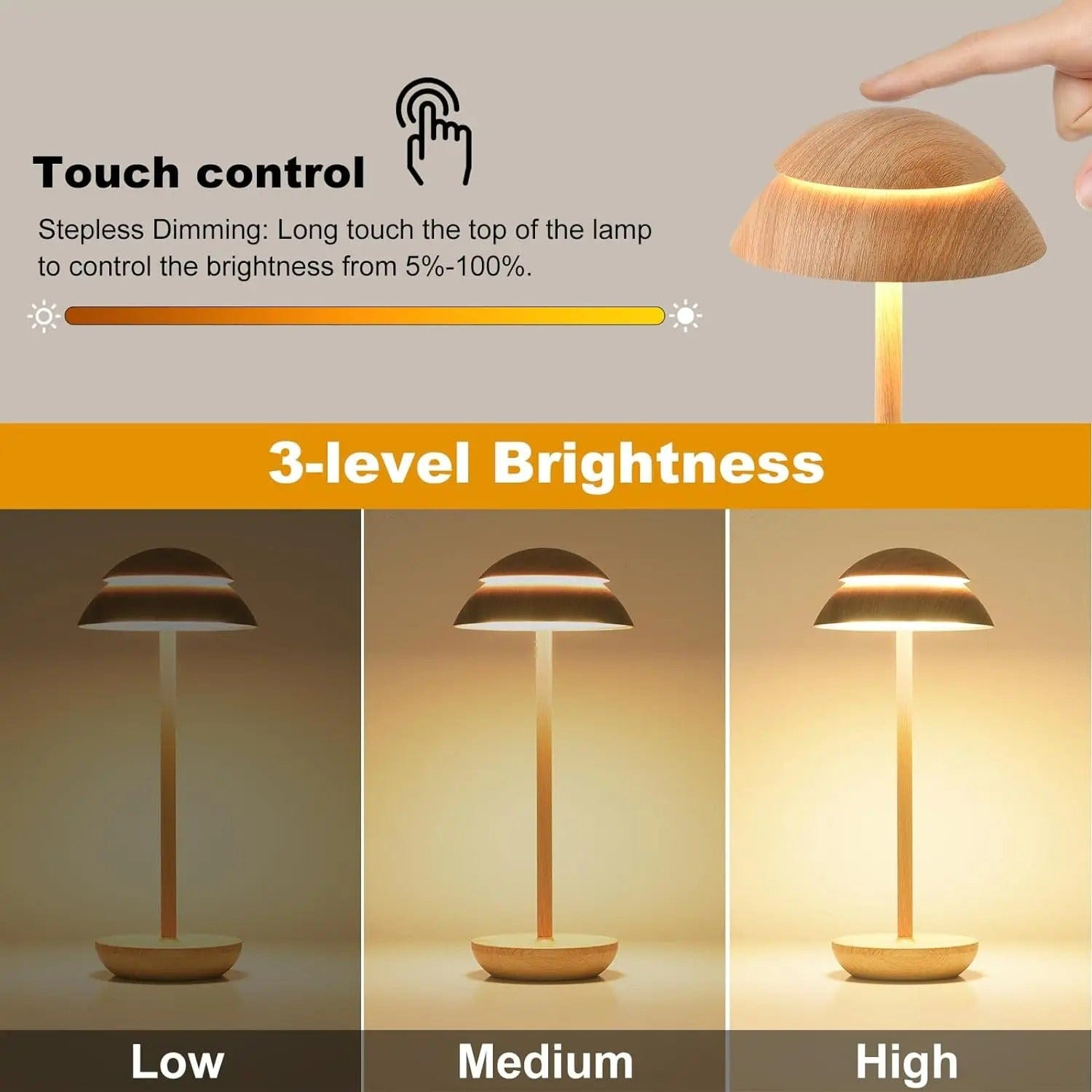 Verthara Modern Cordless & Rechargeable Table Lamp