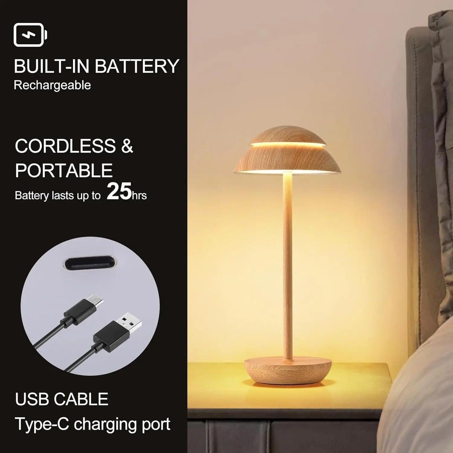 Verthara Modern Cordless & Rechargeable Table Lamp