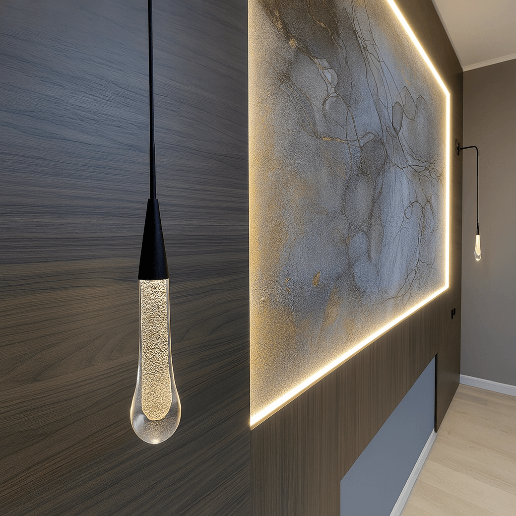 Verthara Modern Crystal Wall Lamp - LED Wall Sconce for Bedroom and Living Room, Plug-in Design with Pull Switch and Warm White Light