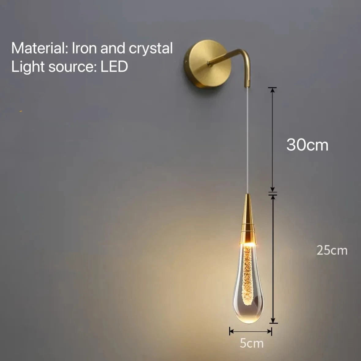 Verthara Modern Crystal Wall Lamp - LED Wall Sconce for Bedroom and Living Room, Plug-in Design with Pull Switch and Warm White Light Nature White(3500-5500K) / A gold