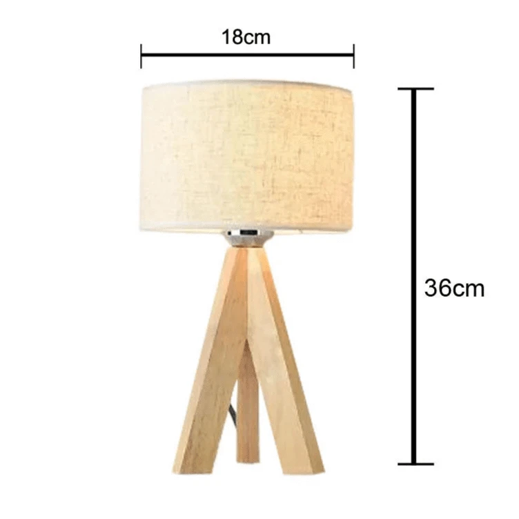 Verthara Modern E27 Table Lamp With Fabric Lampshade – Stylish Bedside Lighting - Wooden - Black/White Options - 47cm Height - Ideal For Reading