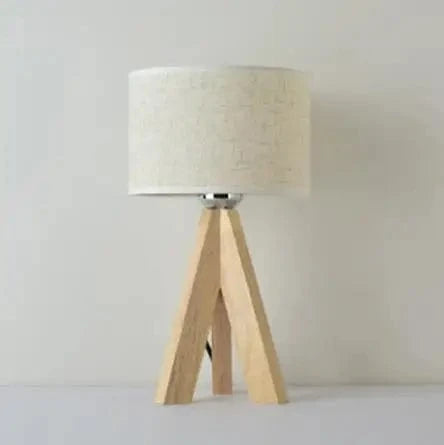 Verthara Modern E27 Table Lamp With Fabric Lampshade – Stylish Bedside Lighting - Wooden - Black/White Options - 47cm Height - Ideal For Reading White lampshade