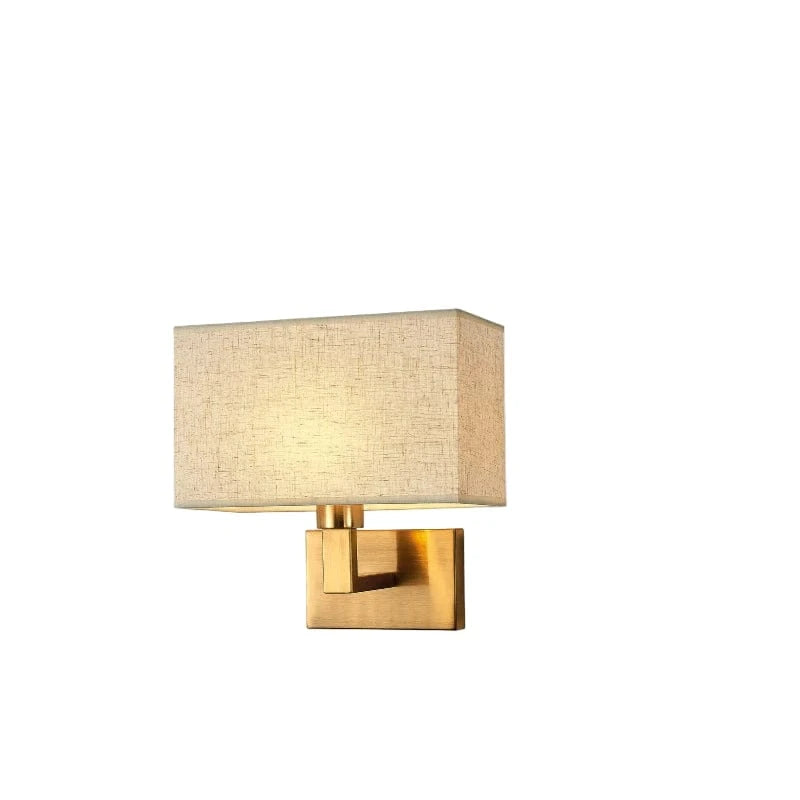 Verthara Modern Fabric Wall Lamp E27 LED – Stylish Indoor Wall Light with Square Design for Bedroom and Aisle Copper Beige