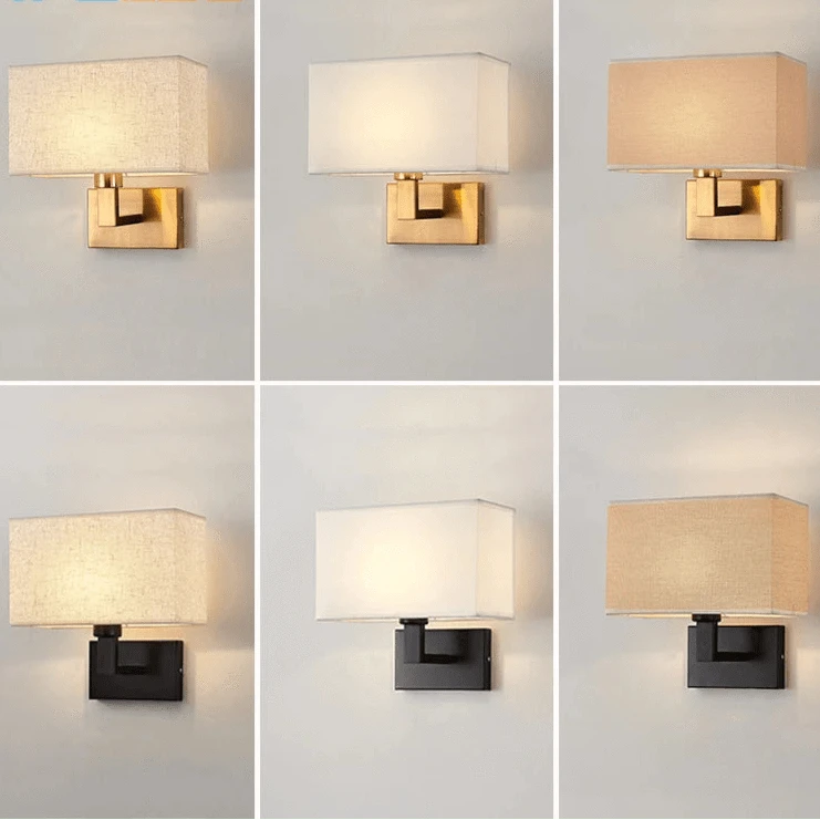 Verthara Modern Fabric Wall Lamp E27 LED – Stylish Indoor Wall Light with Square Design for Bedroom and Aisle