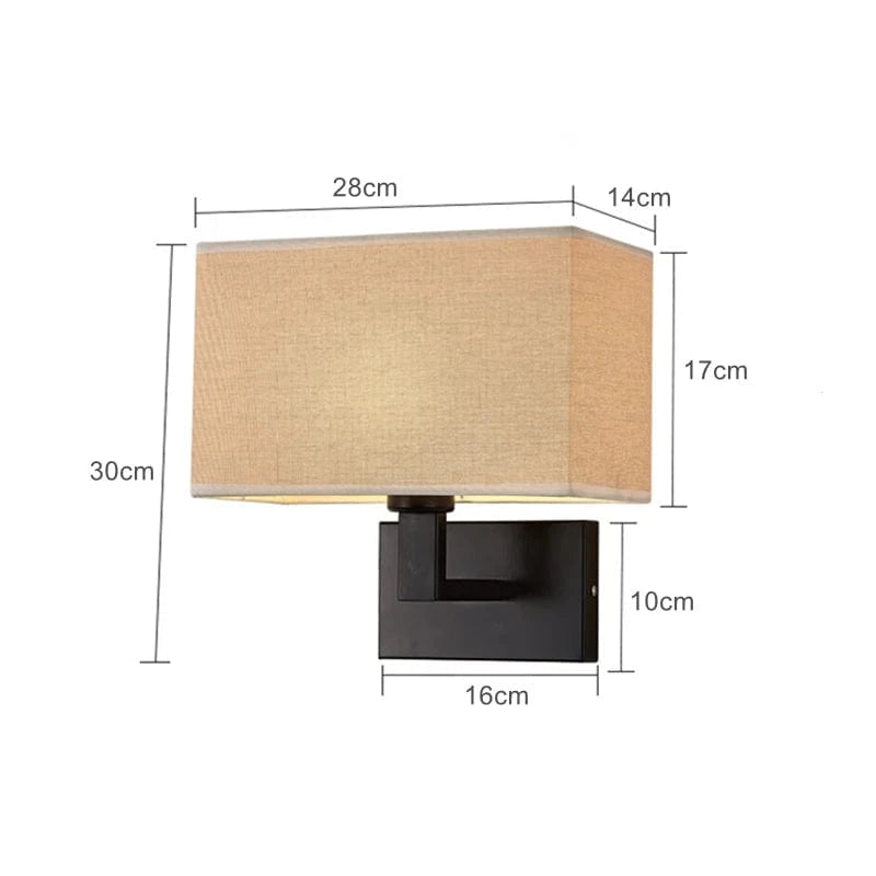 Verthara Modern Fabric Wall Lamp E27 LED – Stylish Indoor Wall Light with Square Design for Bedroom and Aisle