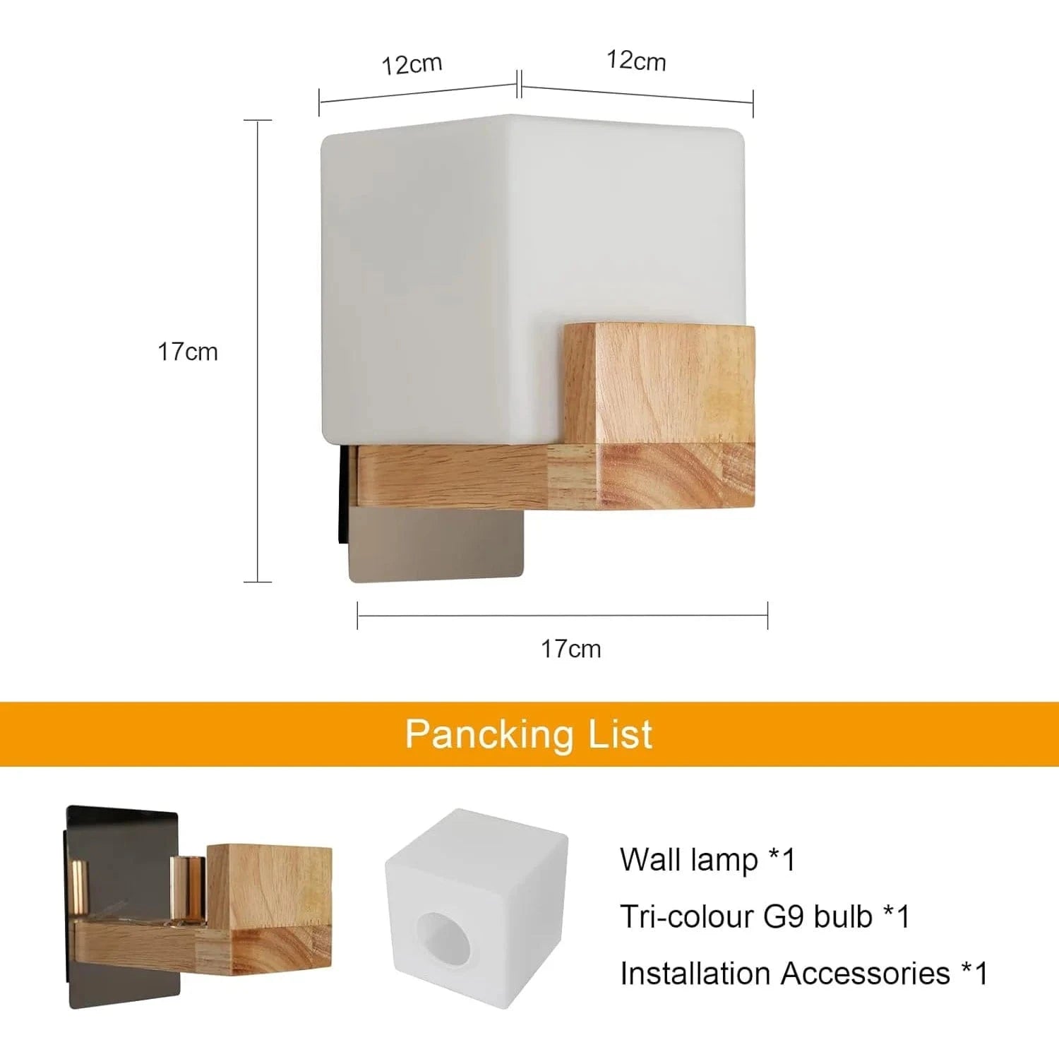 Verthara Modern G9 LED Wall Light - Surface Mounted - Dimmable - Adjustable Colour Temperature - Wooden and Glass Design - Indoor Use Default