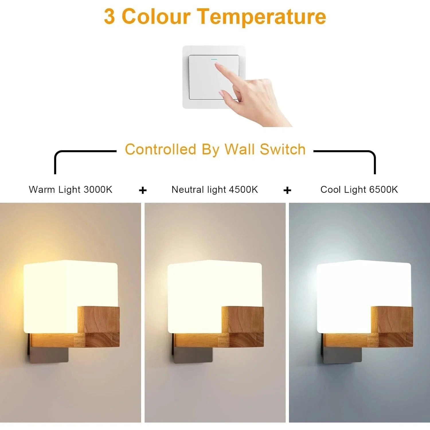Verthara Modern G9 LED Wall Light - Surface Mounted - Dimmable - Adjustable Colour Temperature - Wooden and Glass Design - Indoor Use Default