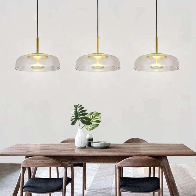 Verthara Modern Glass Pendant Light for Kitchen and Home – LED Hanging Light in Gray and Brown Finish