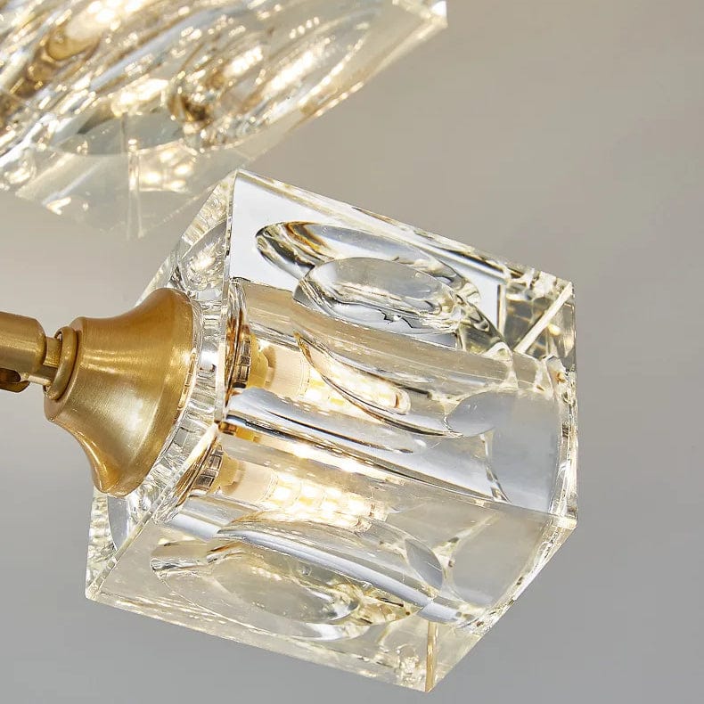 Verthara Modern Gold Crystal Chandelier – G9 Base Semi Flush Mount Ceiling Light for Living Room, Dining Room, Kitchen