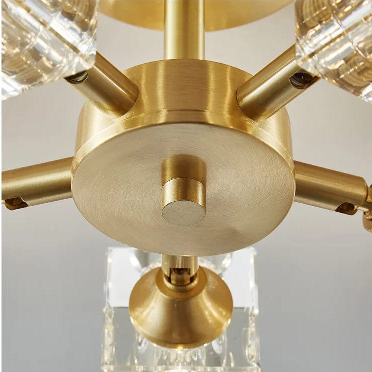 Verthara Modern Gold Crystal Chandelier – G9 Base Semi Flush Mount Ceiling Light for Living Room, Dining Room, Kitchen