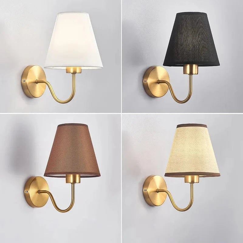 Verthara Modern Gold Fabric Wall Sconce Lighting with E27 Socket for Bedroom and Hotel Decor – Stylish Wall Lamp
