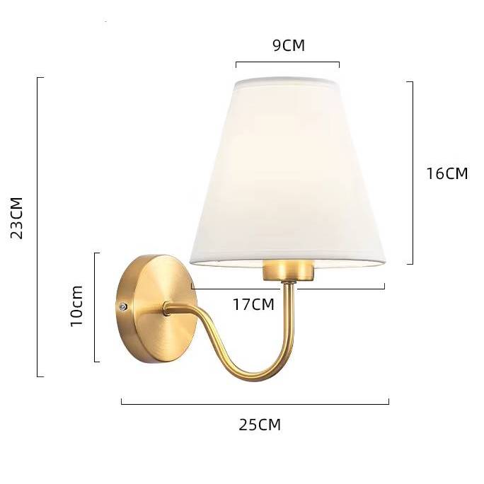Verthara Modern Gold Fabric Wall Sconce Lighting with E27 Socket for Bedroom and Hotel Decor – Stylish Wall Lamp