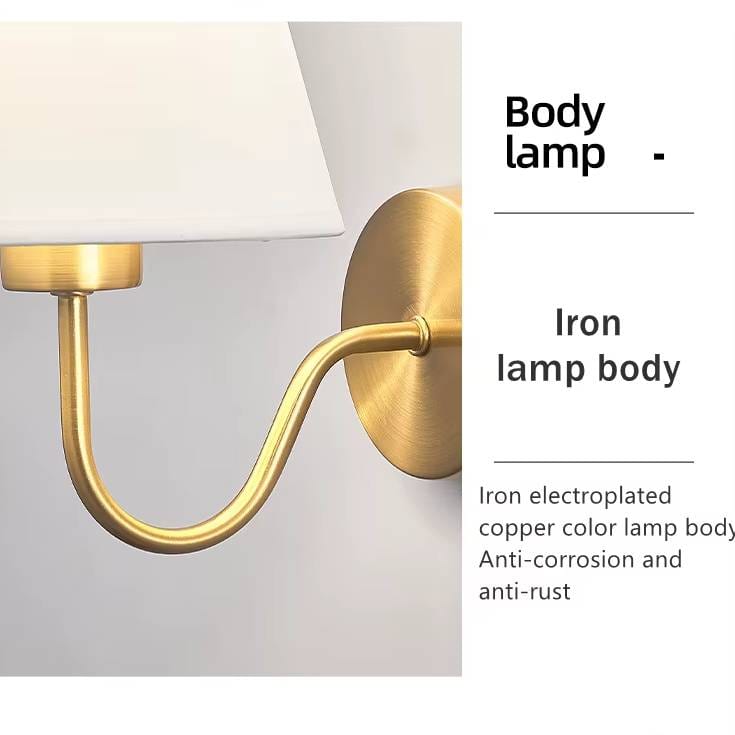 Verthara Modern Gold Fabric Wall Sconce Lighting with E27 Socket for Bedroom and Hotel Decor – Stylish Wall Lamp