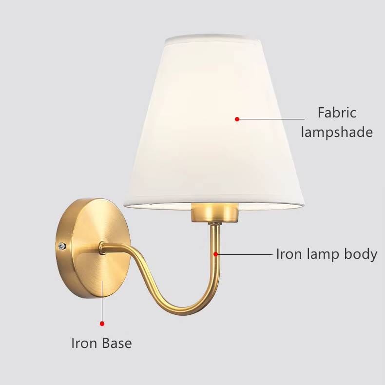 Verthara Modern Gold Fabric Wall Sconce Lighting with E27 Socket for Bedroom and Hotel Decor – Stylish Wall Lamp