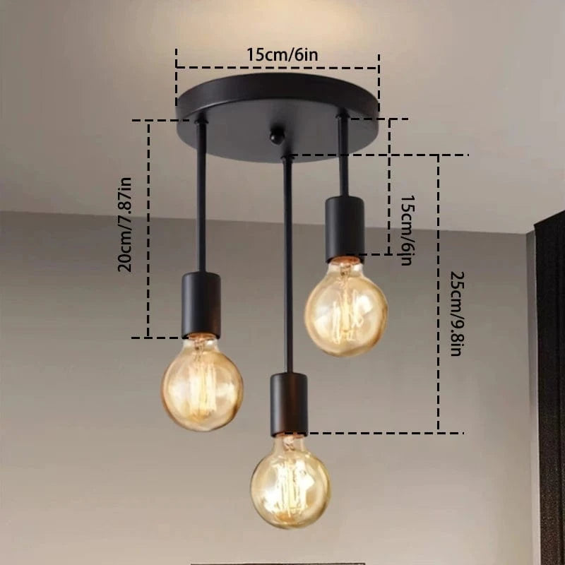 Verthara Modern Industrial Ceiling Light 3 lights Black