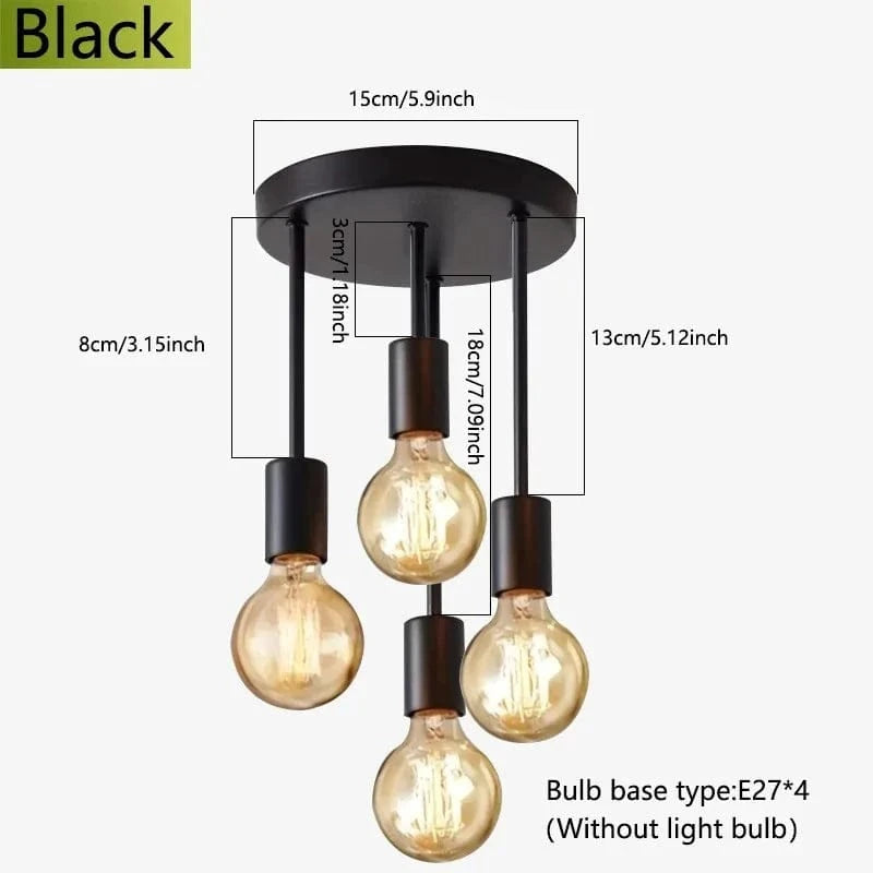 Verthara Modern Industrial Ceiling Light 4 lights Black