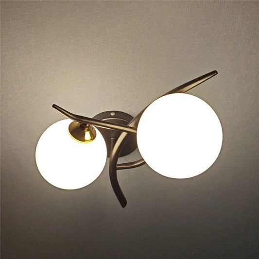 Verthara Modern Iron Wall Lamp with Glass Ball Shade – LED Wall Lights for Indoor Bedroom and Corridor Sconces