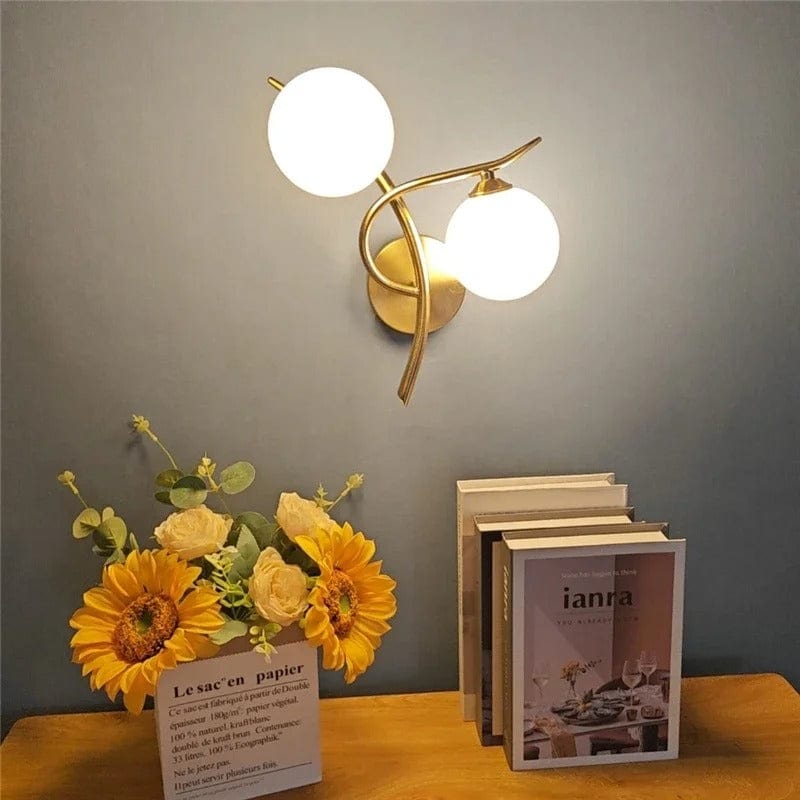 Verthara Modern Iron Wall Lamp with Glass Ball Shade – LED Wall Lights for Indoor Bedroom and Corridor Sconces