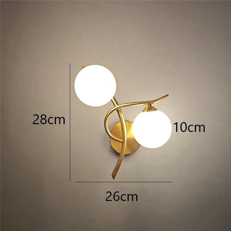 Verthara Modern Iron Wall Lamp with Glass Ball Shade – LED Wall Lights for Indoor Bedroom and Corridor Sconces