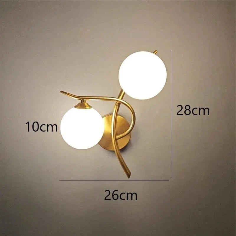 Verthara Modern Iron Wall Lamp with Glass Ball Shade – LED Wall Lights for Indoor Bedroom and Corridor Sconces
