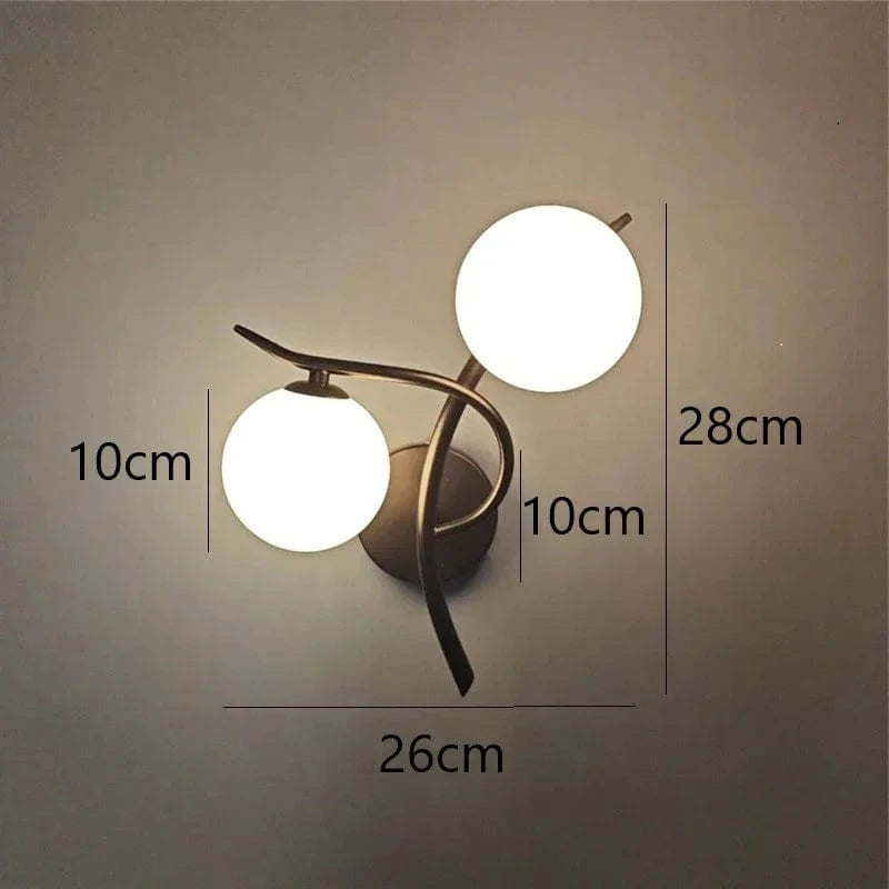 Verthara Modern Iron Wall Lamp with Glass Ball Shade – LED Wall Lights for Indoor Bedroom and Corridor Sconces