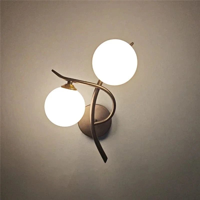 Verthara Modern Iron Wall Lamp with Glass Ball Shade – LED Wall Lights for Indoor Bedroom and Corridor Sconces Black Left