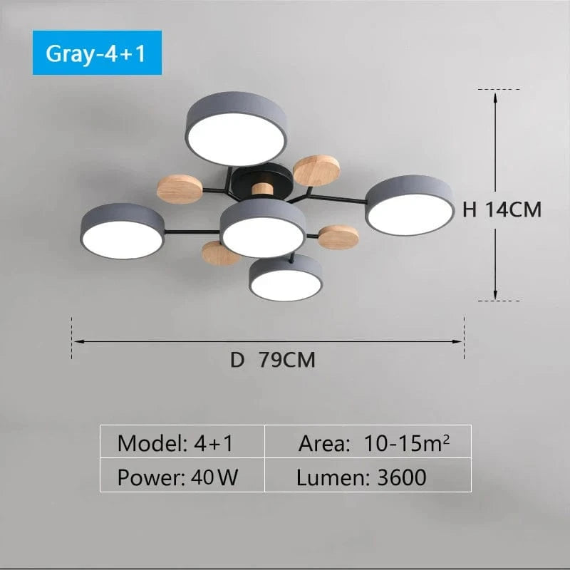 Verthara Modern LED Chandelier - Indoor Lighting - Adjustable Colour Temperature - Three Light Modes - Stylish Metal And Glass Design - 16cm Height 3 color Dimmable / Grey 5 light