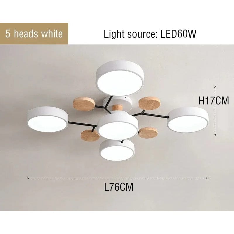 Verthara Modern LED Chandelier - Indoor Lighting - Adjustable Colour Temperature - Three Light Modes - Stylish Metal And Glass Design - 16cm Height 3 color Dimmable / White 5 light