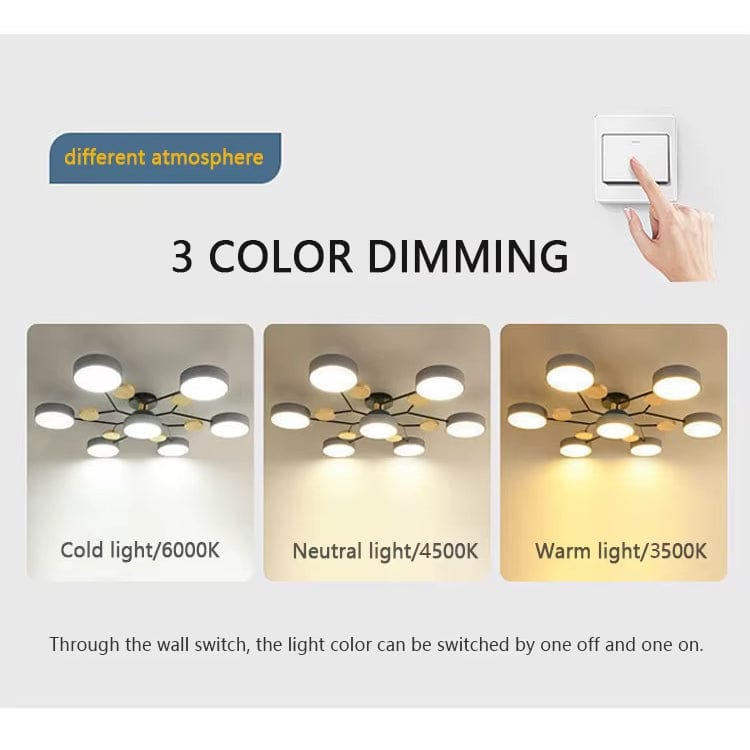 Verthara Modern LED Chandelier - Indoor Lighting - Adjustable Colour Temperature - Three Light Modes - Stylish Metal And Glass Design - 16cm Height