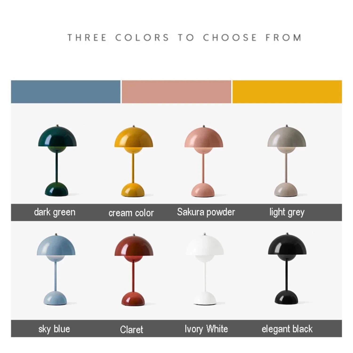 Verthara Modern LED Mushroom Rechargeable Table Lamp