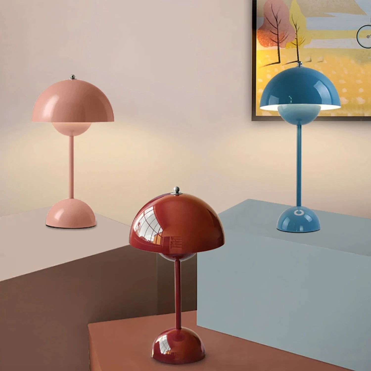Verthara Modern LED Mushroom Rechargeable Table Lamp