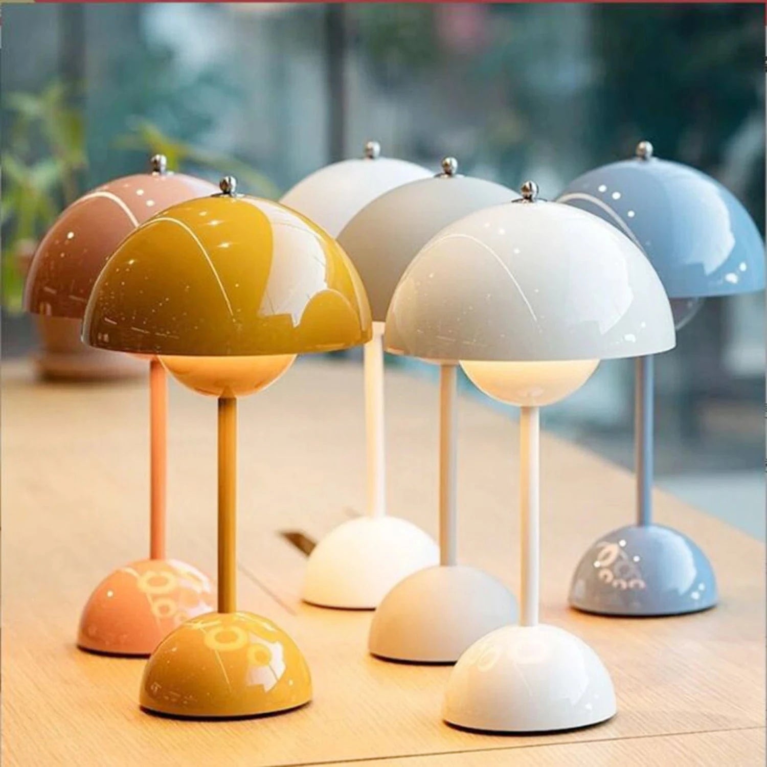 Verthara Modern LED Mushroom Rechargeable Table Lamp