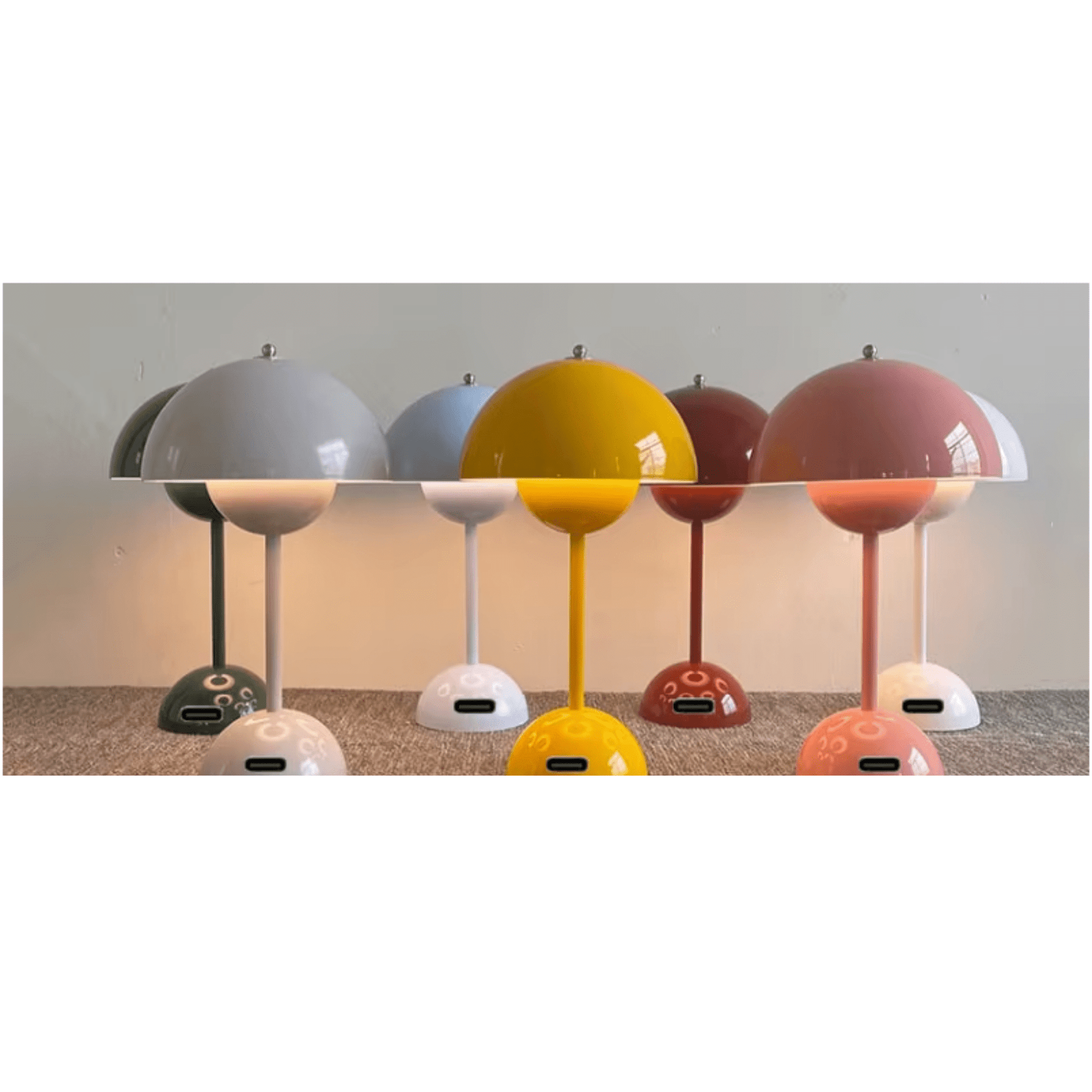 Verthara Modern LED Mushroom Rechargeable Table Lamp