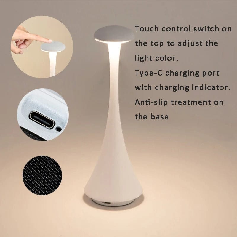 Verthara Modern LED Mushroom Rechargeable Table Lamp